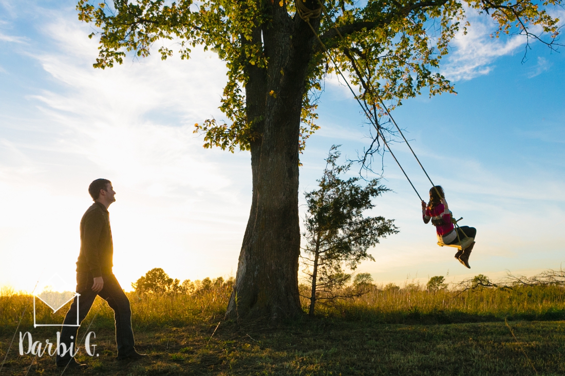 tree swing engagement photos rural kansas engagement photos 