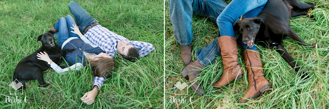 Kansas rural farm land engagement photos with a dog by darbi g photography