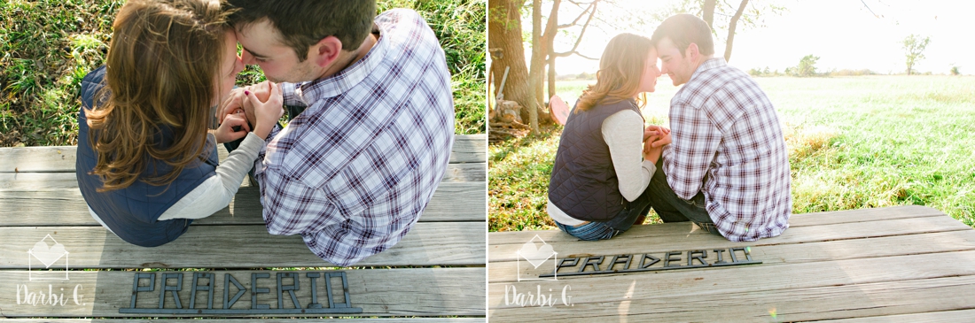 Kansas rural farm land engagement photos with a dog by darbi g photography
