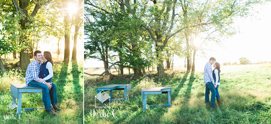 Kansas rural farm land engagement photos with a dog by darbi g photography