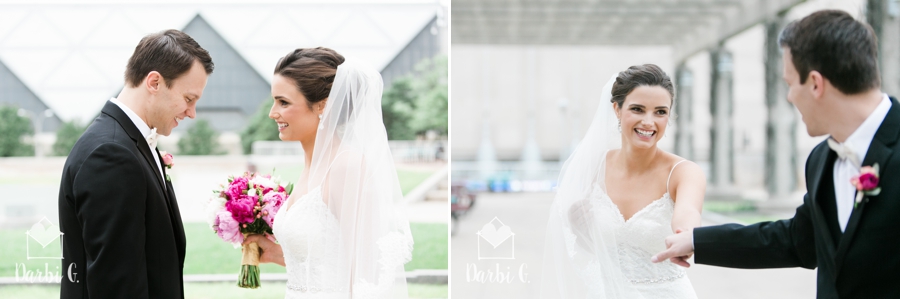  bride and groom portraits in  downtown kansas city by Darbi G Photography wedding photographer