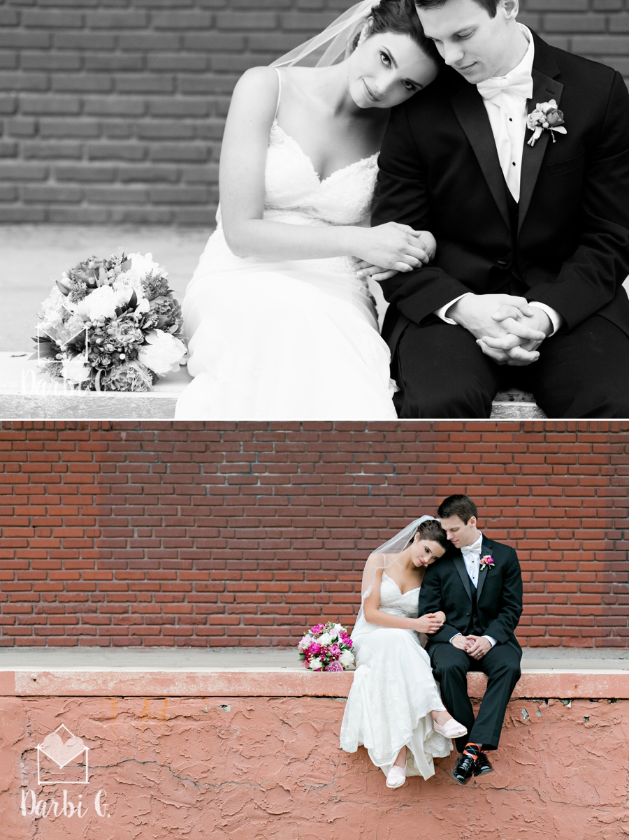 romantic urban wedding photography with bride and groom in West Bottoms 