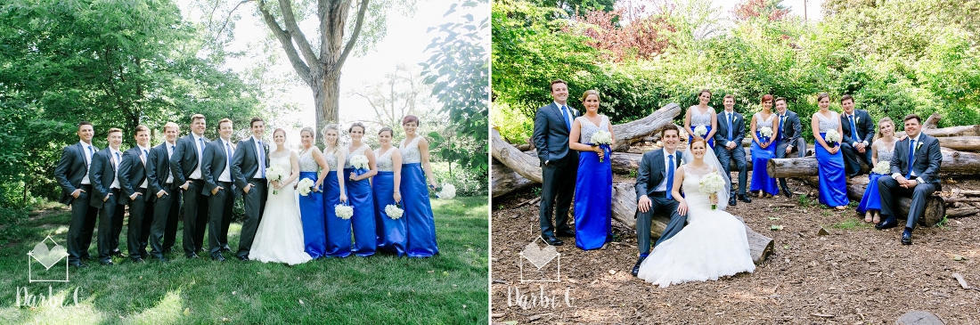 Royal blue and white lace bridesmaid dresses
