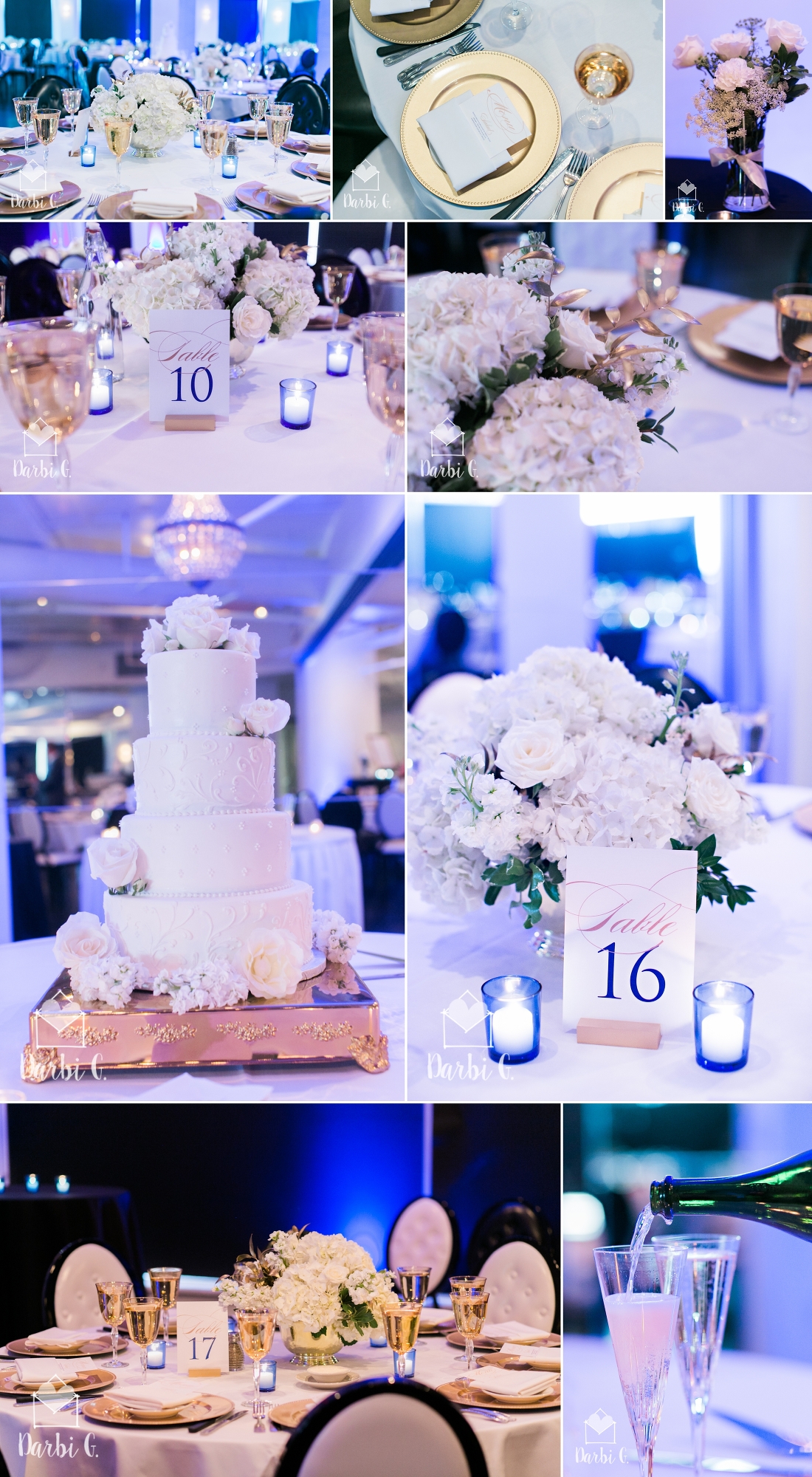 Grand Street Cafe blue gold white wedding reception 